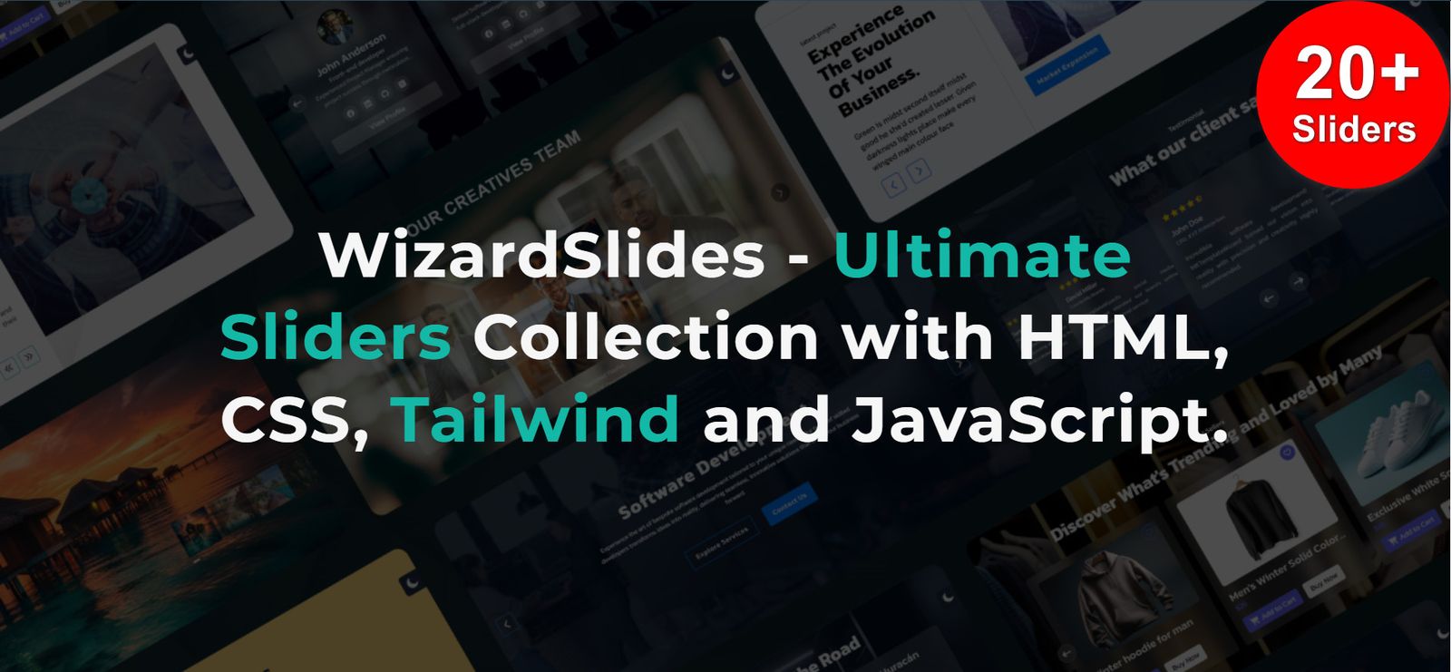 WizardSlides - Ultimate Slider Collection with HTML CSS Tailwind JS - 1