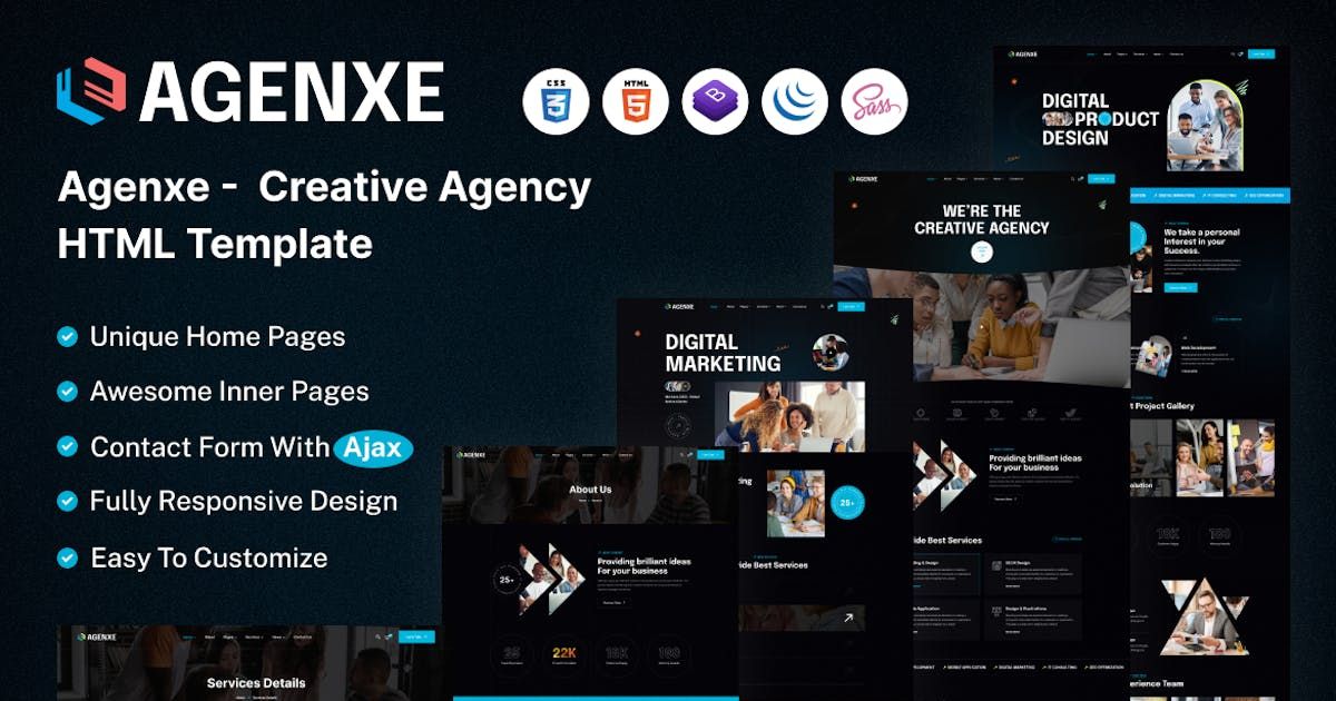 Agenxe - Creative Agency HTML Template Creative - code.market