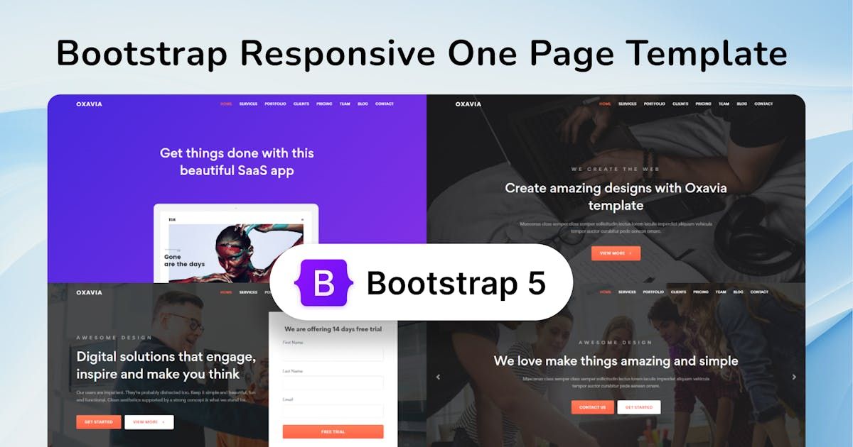 Bootstrap  Responsive One Page Template - Oxavia