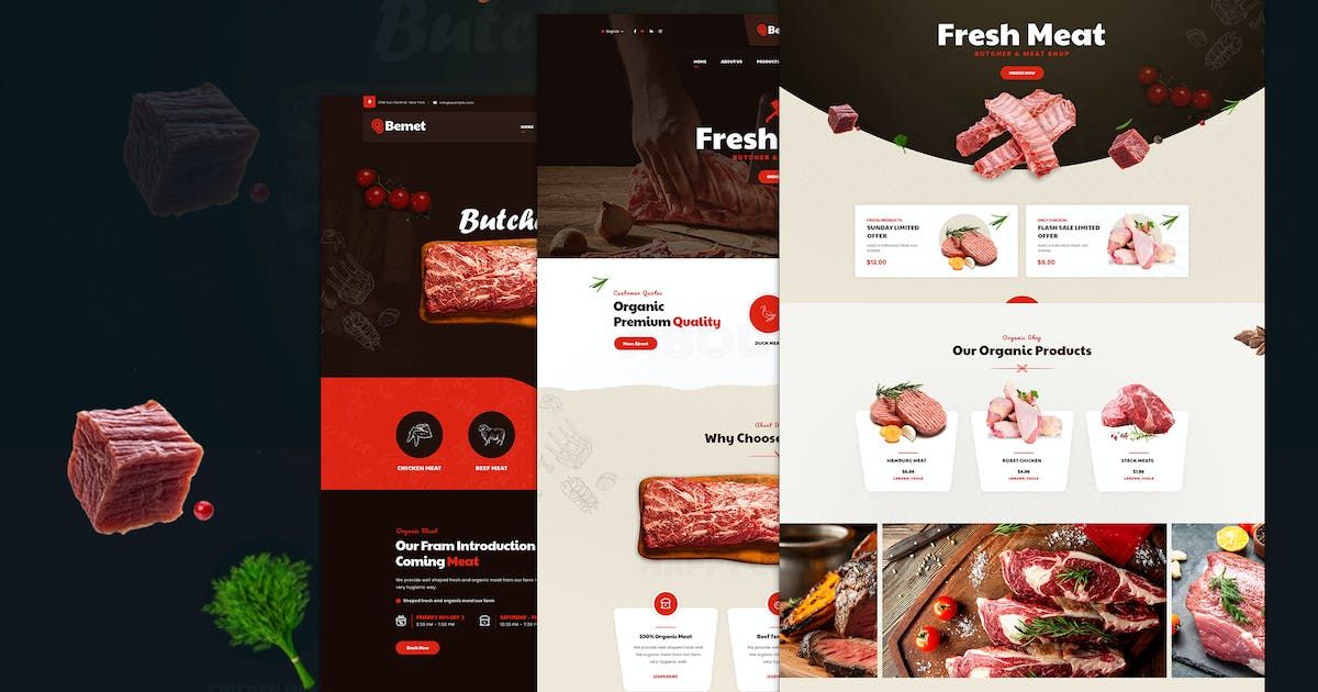 Butcher & Meat Shop Template + RTL