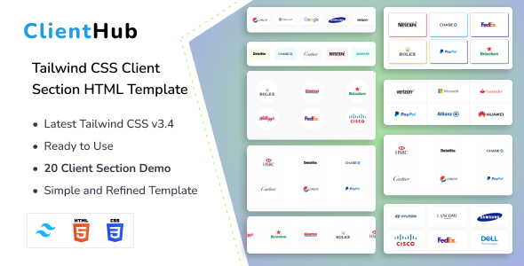ClientHub – Tailwind CSS 3 Client Section HTML - code.market