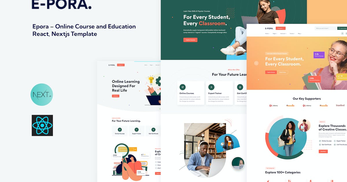 Epora – Online Course and Education React, Nextjs