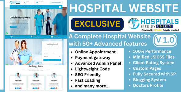 Hospital Website - Online Appointment System and Advanced Admin Panel