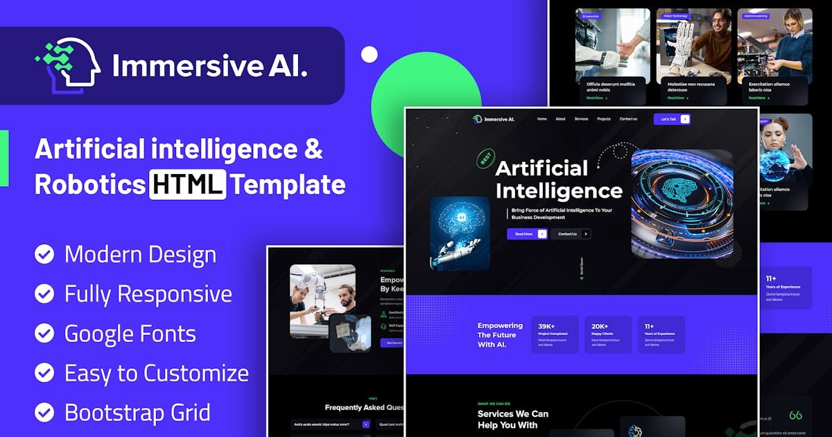 Immersive AI | Robotics HTML Template