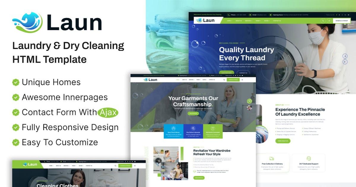 Laun - Laundry Service & Dry Cleaning HTML Templat