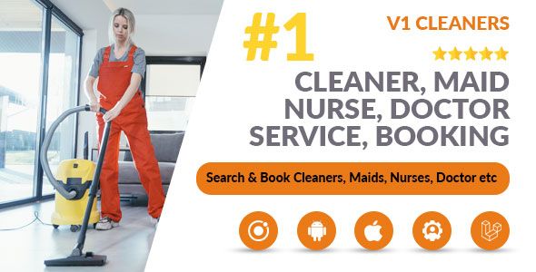 React Native Cleaning Service App  to Search & Book Cleaners Online Booking System Maid Nurse Doctor
