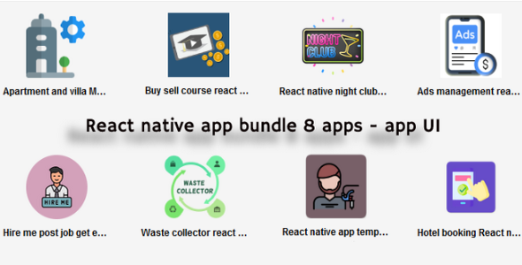 React native template bundle / React native themes bundles / React native  templates with 8 apps