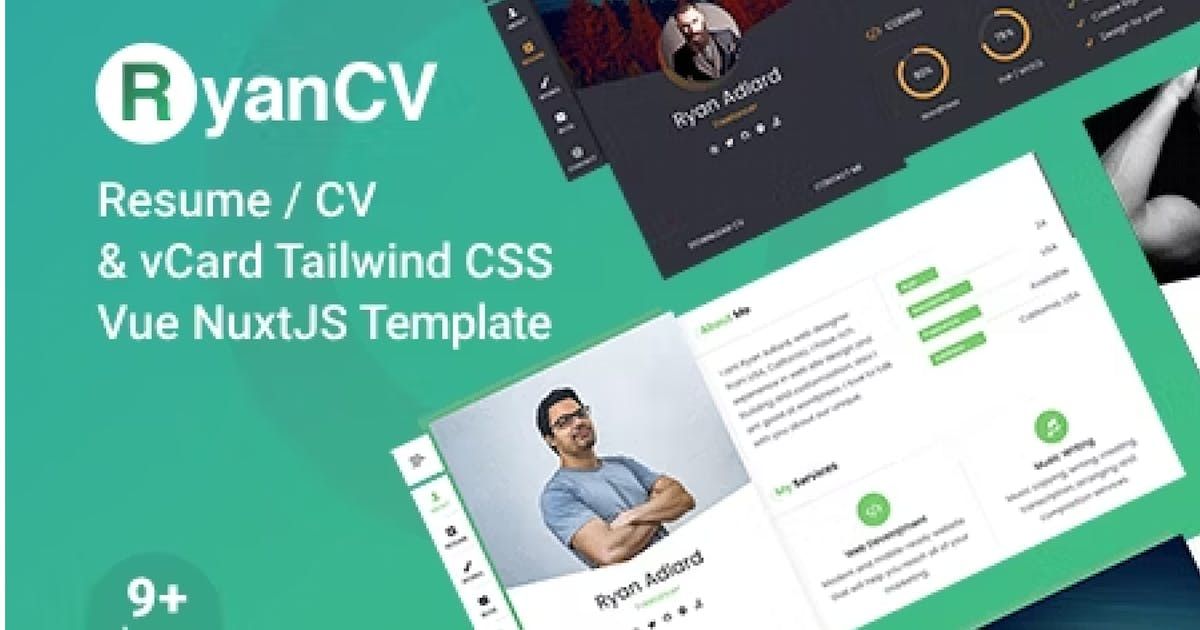 Ryan Tailwind CSS CV/Resume Vue NuxtJS Template