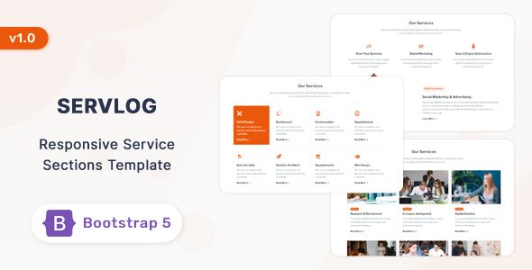 Servlog - Bootstrap 5 Service & Features Section Template
