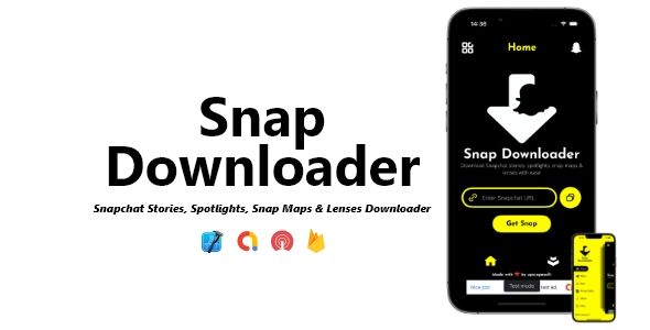 Snap Downloader - Snapchat Stories, Spotlights, Map & Lenses Downloader | ADMOB, ONESIGNAL, FIREBASE image