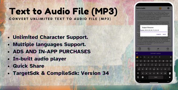 Text to Audio (Mp3): Convert Unlimited Text to Audio File (.mp3) image