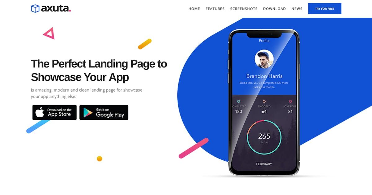 Axuta | App Landing Page Template