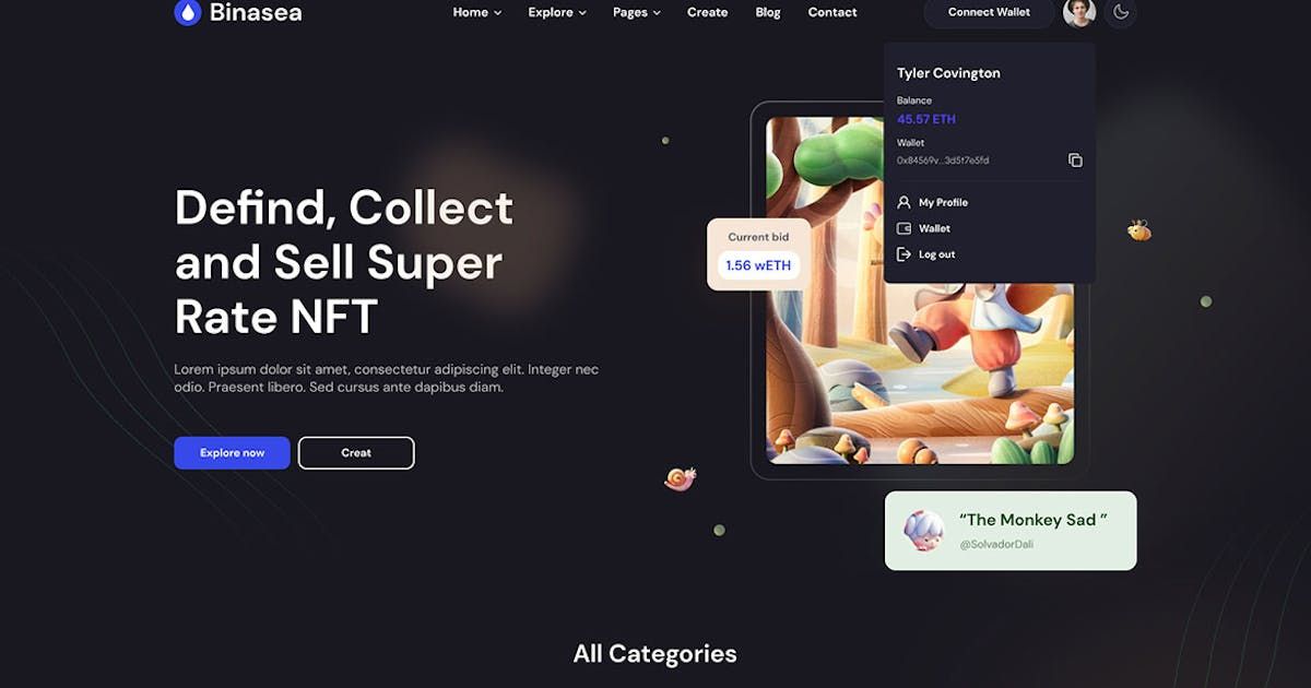 Binasea | NFT Marketplace HTML Template