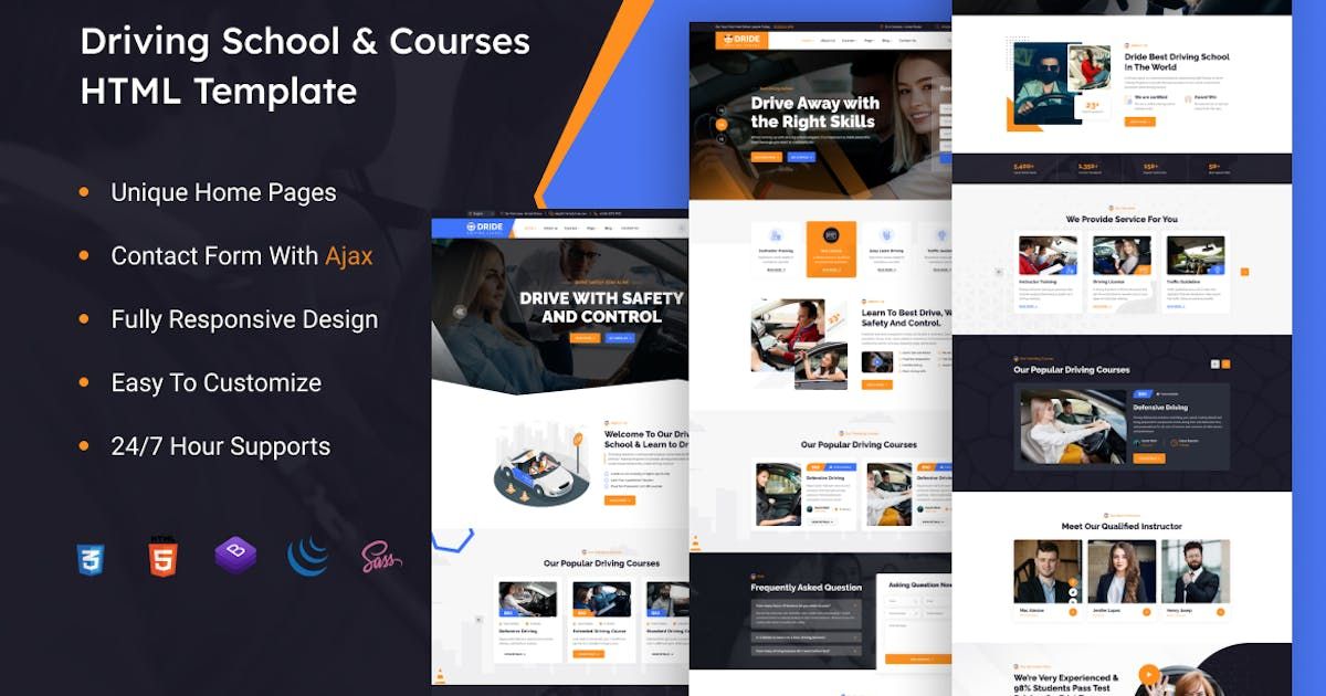 Dride - Driving School & Courses HTML Template