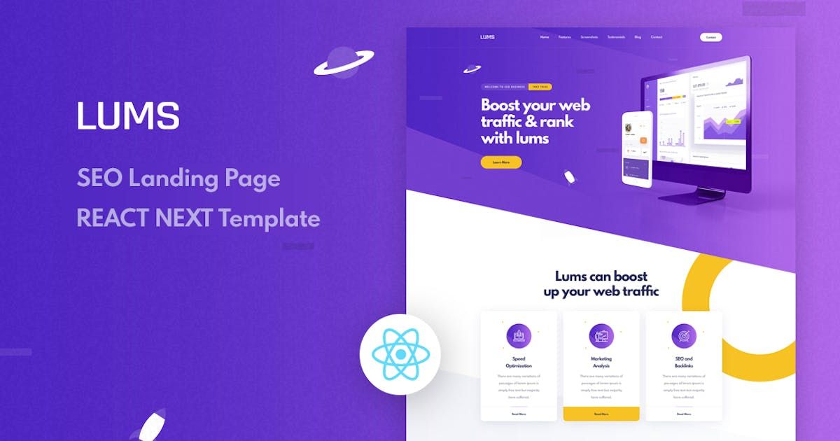 Lums SEO Landing React NextJS Template code market Lums SEO Landing React NextJS Template code market