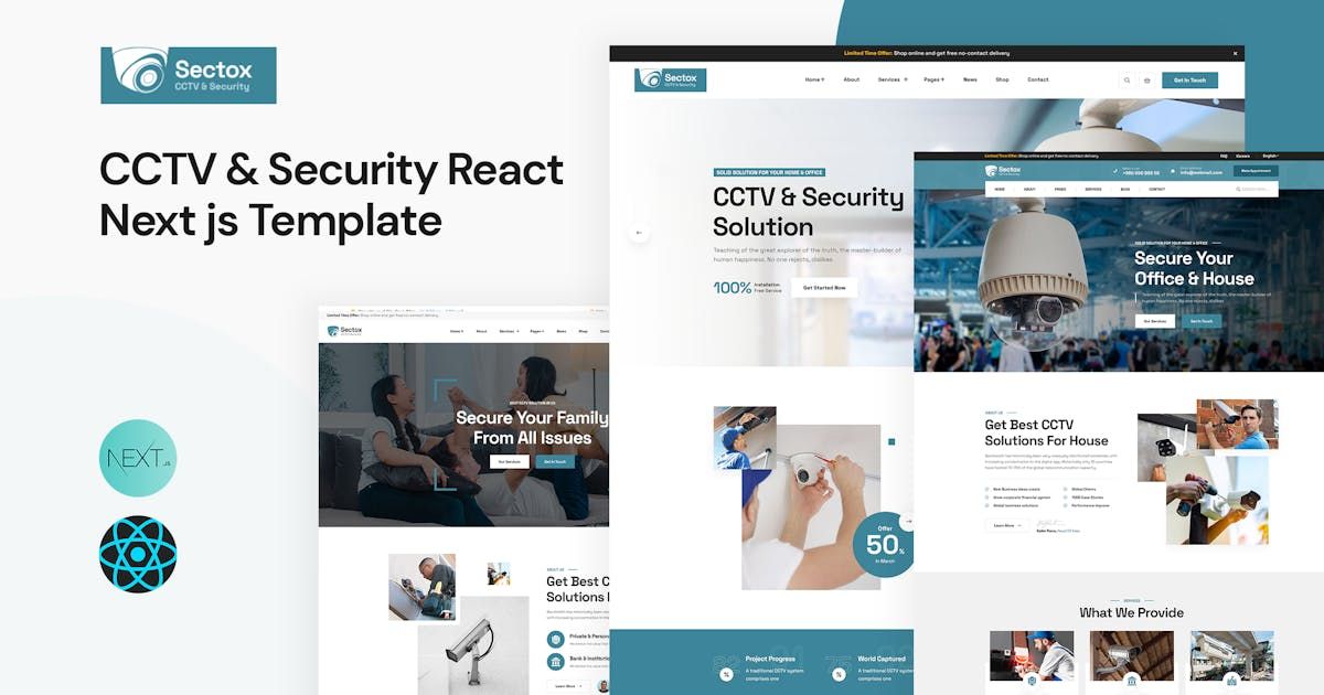 Sectox - CCTV & Security React Next js Template