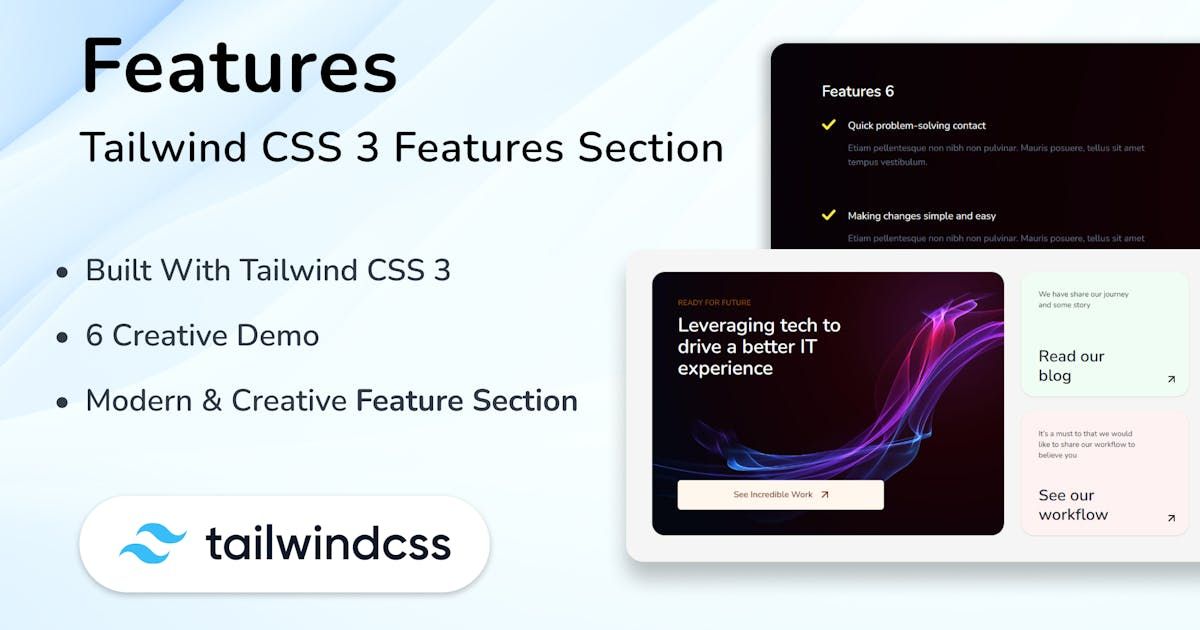 Web Templates Tailwind Features HTML Section