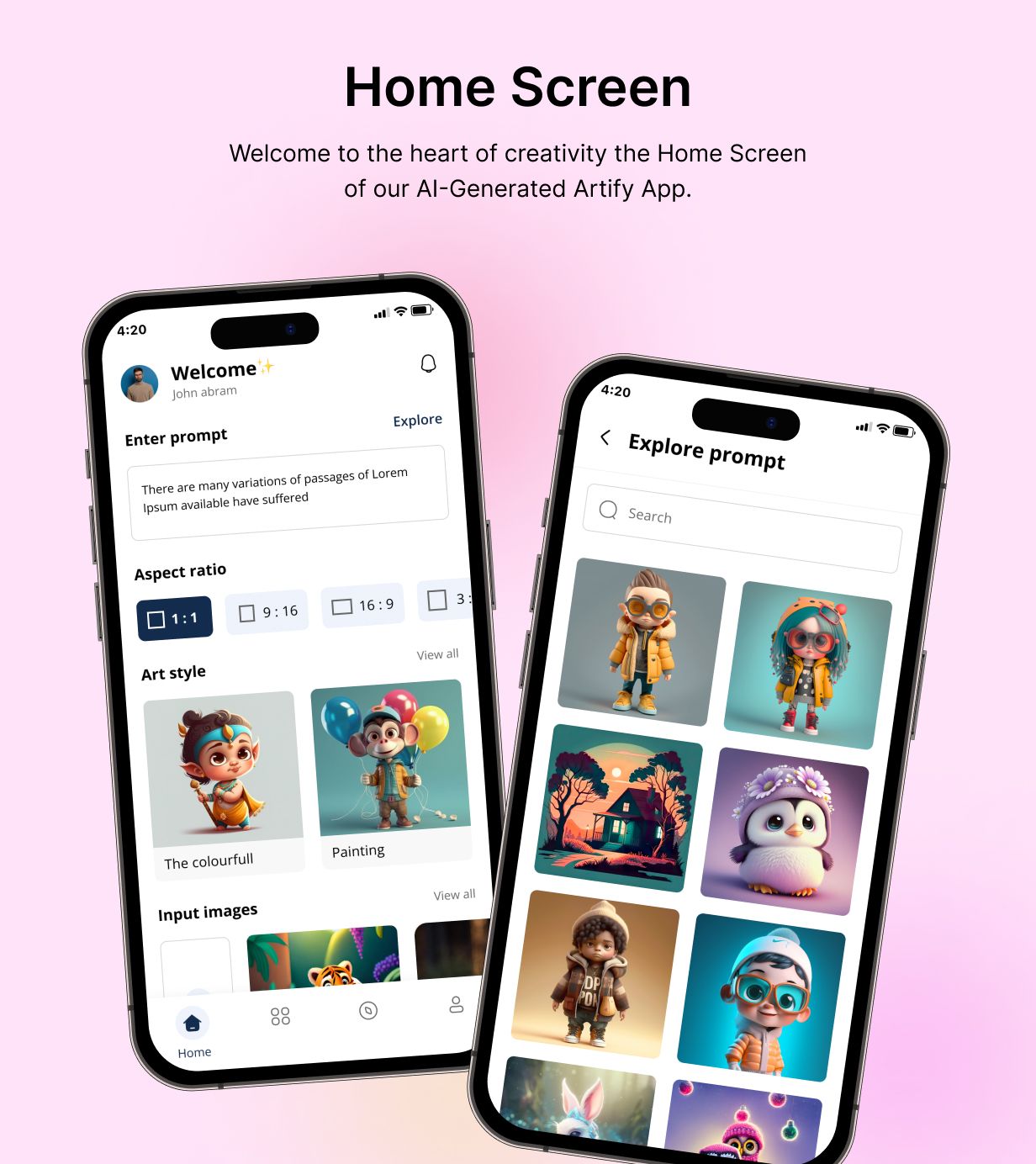 Genart UI template - AI Art Generator and Image editor app in Flutter (Android, iOS) | ImaginAI App - 7