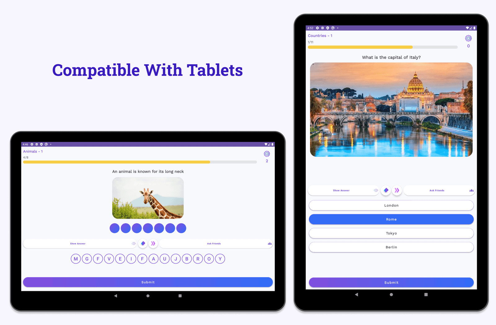 Online Quiz | Multiple Choice + True/False + Word, Sound, Image Guess for Android with Admin Panel - 18