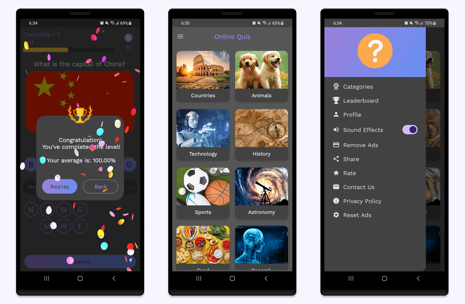 Online Quiz | Multiple Choice + True/False + Word, Sound, Image Guess for Android with Admin Panel - 15