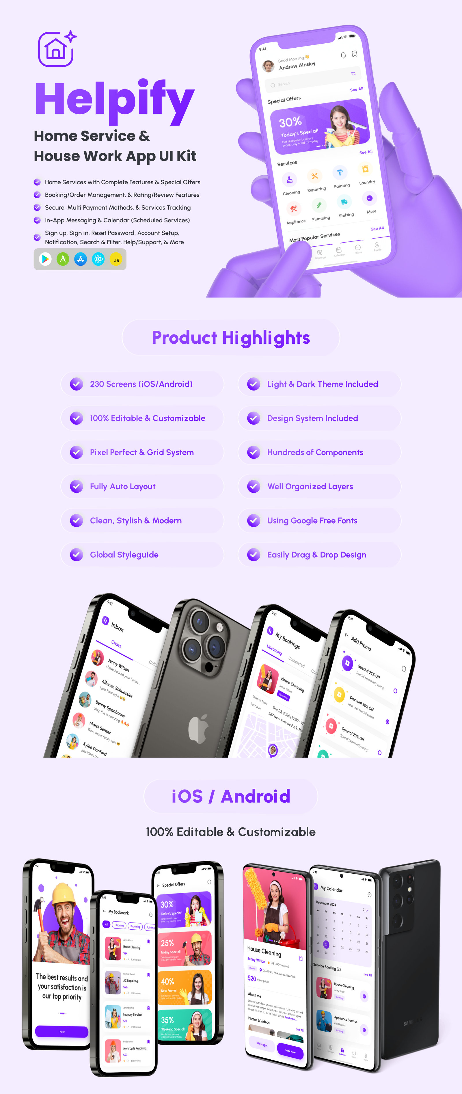 Helpify- Home Service App React Native CLI Ui Kit