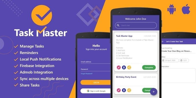 Task Master - Complete Flutter Application by Infibrain