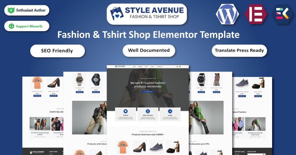 Style Avenue - Fashion & Tshirt Shop WordPress Elementor Template