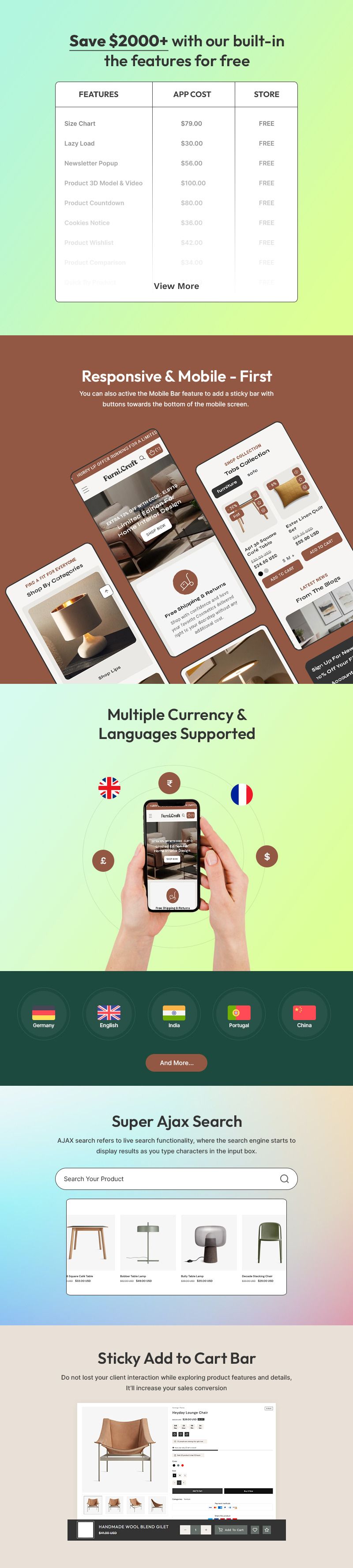 Futnicraft - Furniture & Home Interior Decor Multipurpose Shopify 2.0 Responsive Theme - Features Image 2