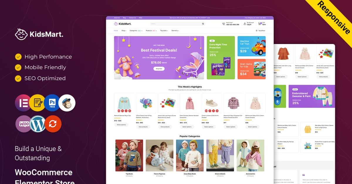 KidsMart - Kids, Fashion Store and Toys Elementor WooCommerce Responsive Theme