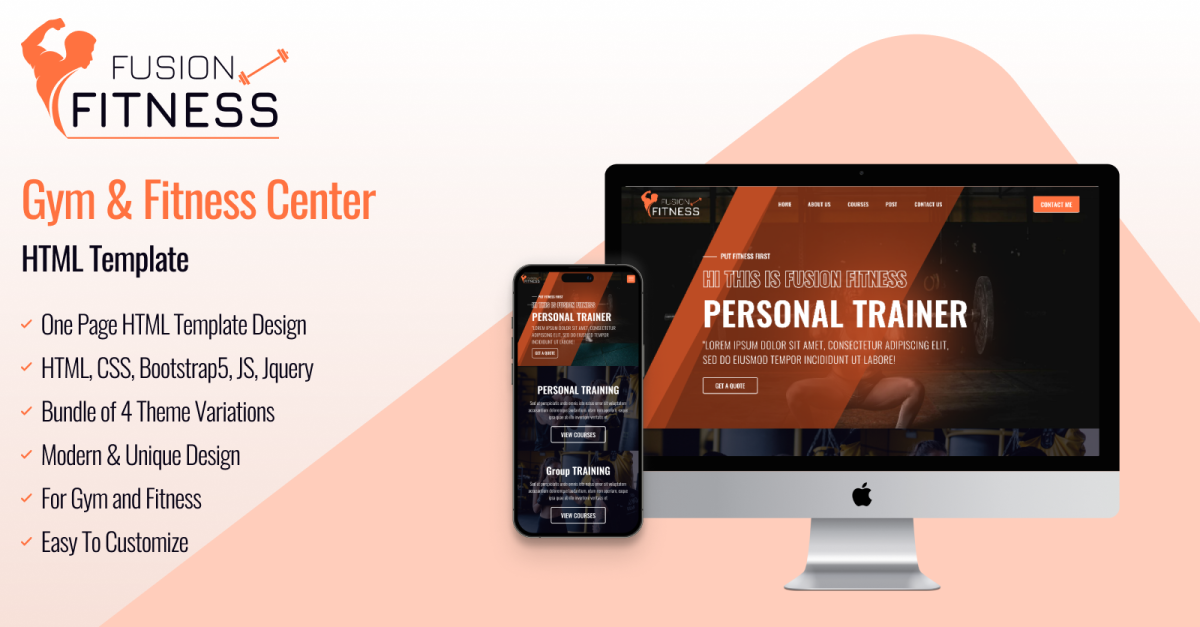 Fusion Fitness | One Page Bootstrap Responsive HTML Website Template For Gym & Fitness