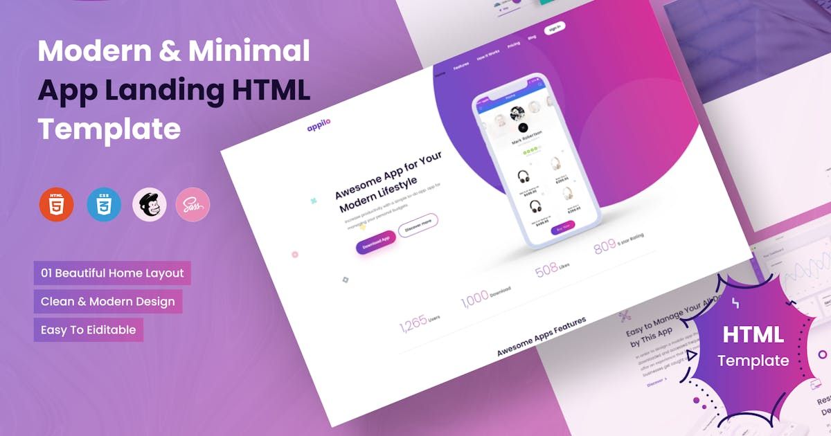 Appilo - App landing page HTML Template