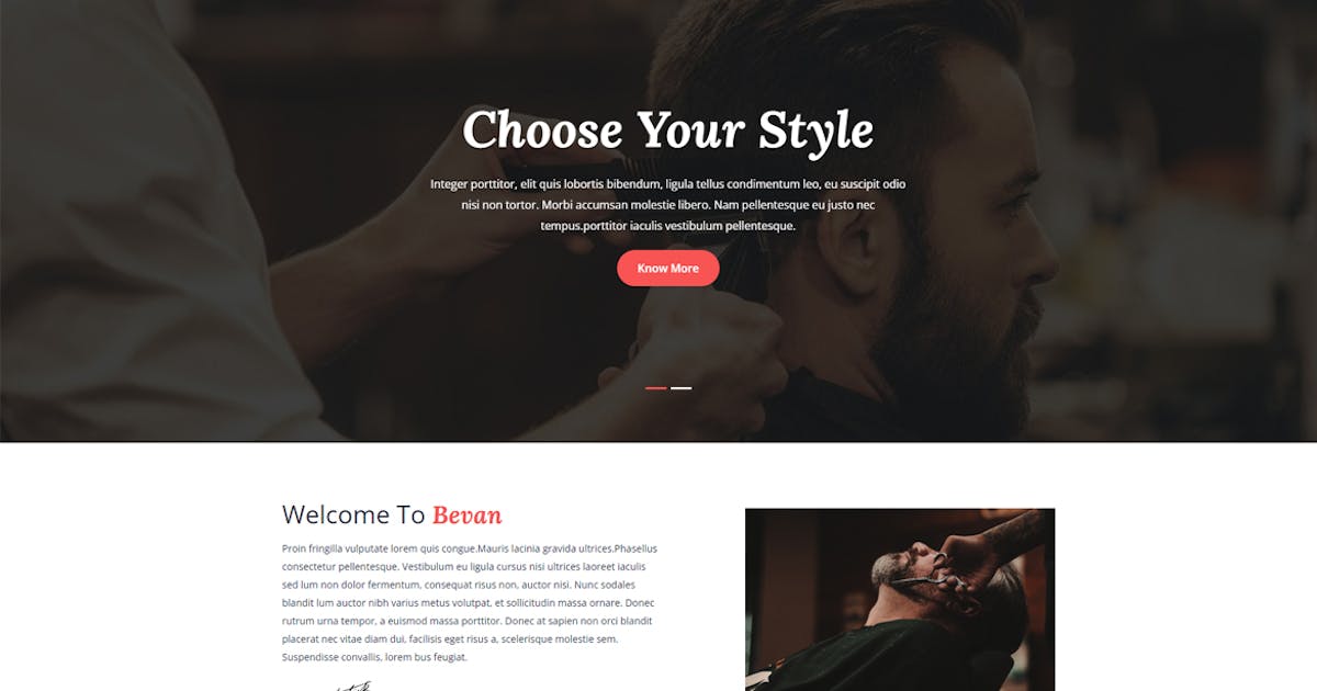 Bevan – Barber Salon Bootstrap 4 HTML Template