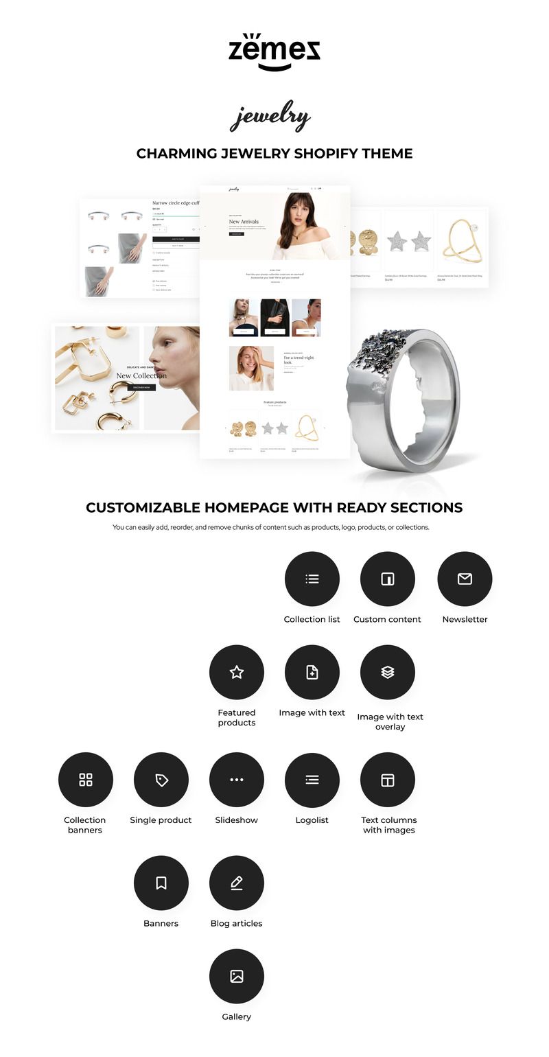 Charming Jewelry Online Store Shopify Theme - Features Image 1