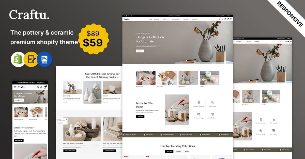 Craftu - Art and Crafts Gallery Responsive Shopify Theme