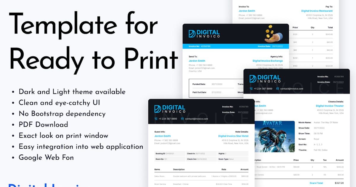 Digital Invoico - Invoice HTML Template for Ready