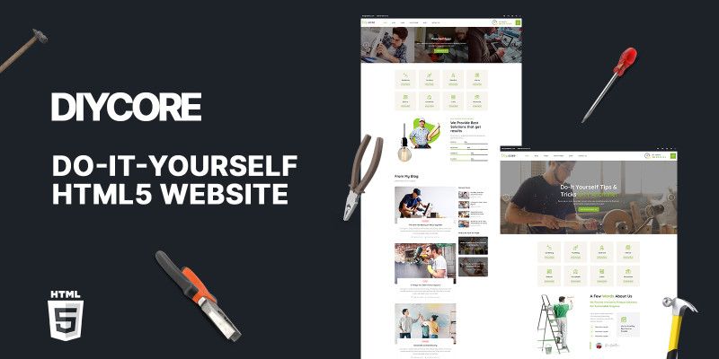 Diycore Do-it Yourself HTML5 Website Template by Templatebae