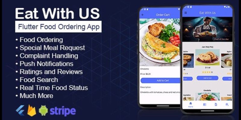 Eat With Us - Flutter Food Ordering App by Ptraxe