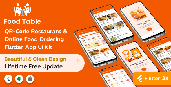 Food Table-QR Code Restaurant &  Online Food Ordering  Flutter App UI Kit image