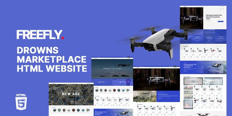 Freefly Drones Shop HTML5 Website Template by Templatebae