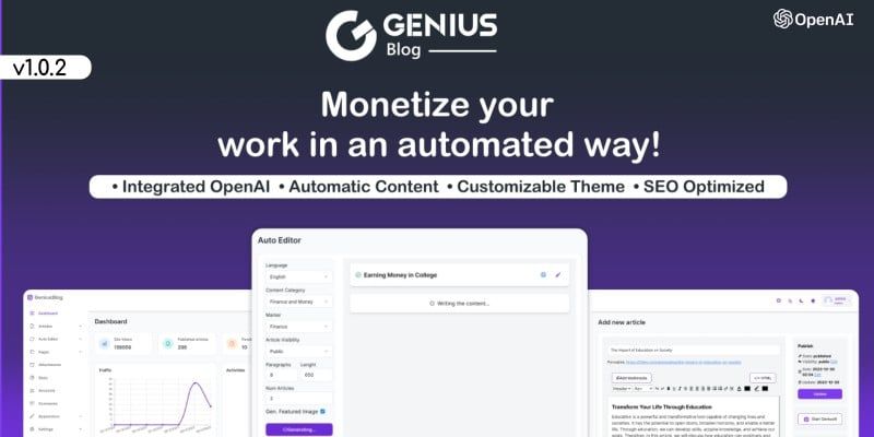GeniusBlog - Automated Blog With AI by Leembyte