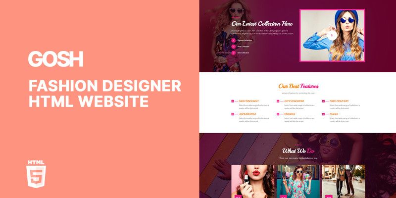 Gosh Fashion Designer Portfolio  HTML5 Website by Templatebae