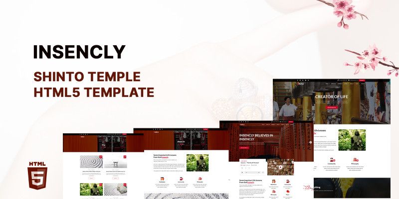 Insencly Shinto Temple HTML5 Website Template by Templatebae