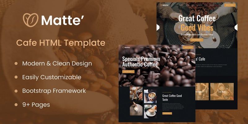 Matte - Cafe HTML Template by Codeluxy