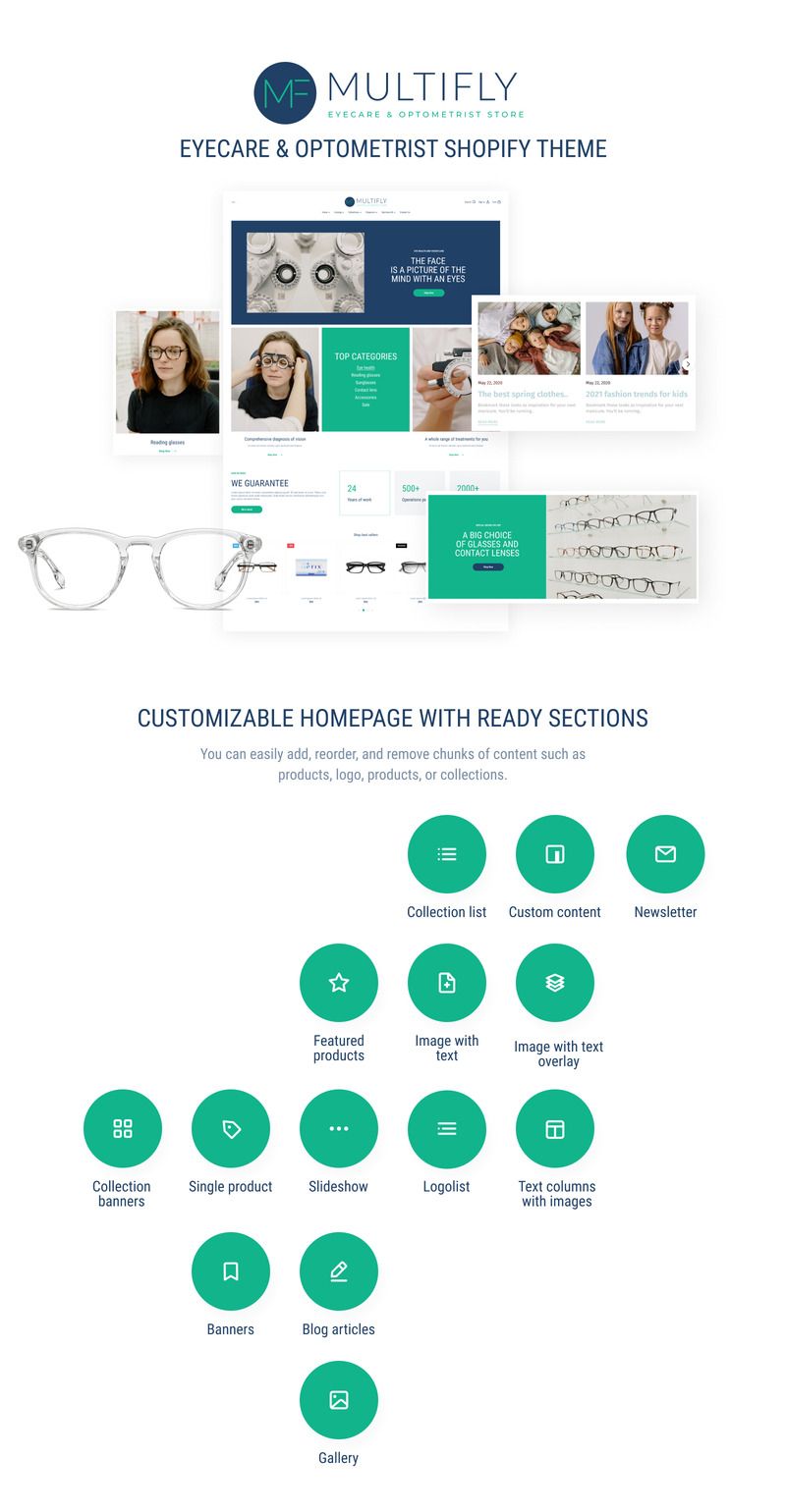 Multifly Eyecare & Optometrist Shopify theme - Features Image 1