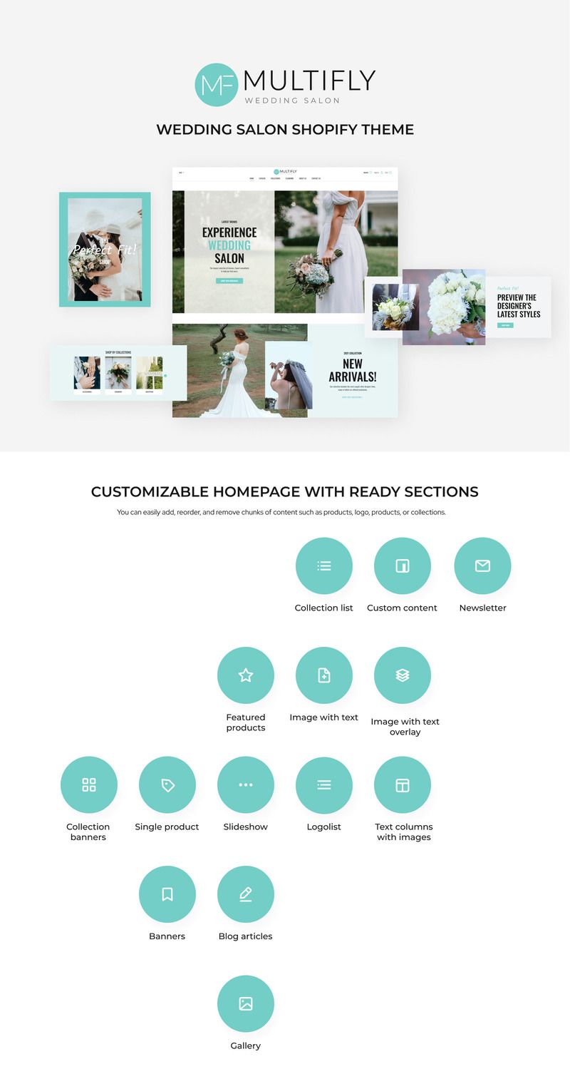 Multifly Wedding Salon Shopify Theme - Features Image 1