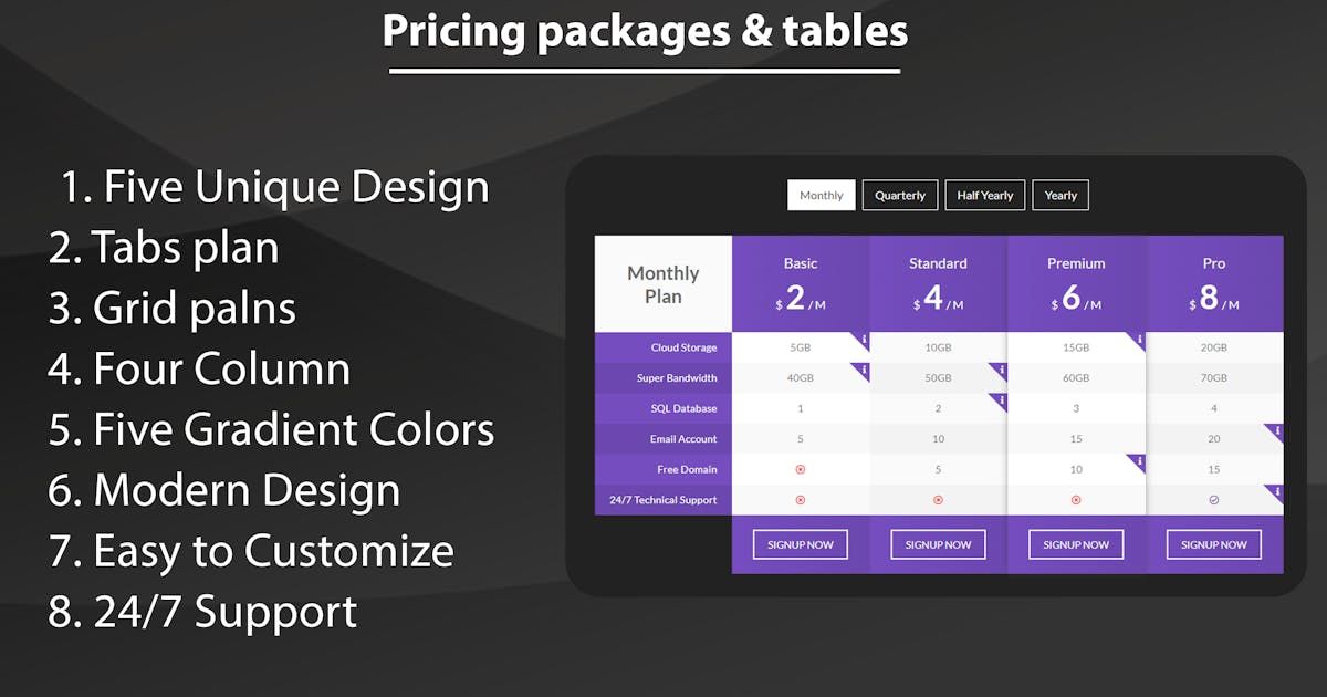 Payler - HTML Pricing Packages & Tables