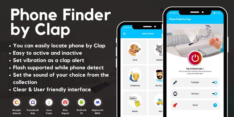Phone Finder by Clap with AdMob Ads Android by MJAppsStudio