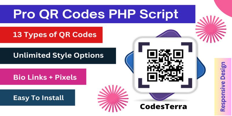 Pro QR Codes Bio Links PHP Script by Codesterra