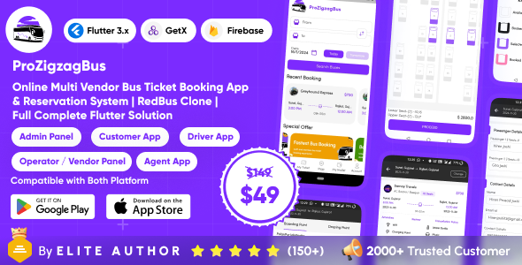 ProZigzagBus : Online Multi Vendor Bus Ticket Booking App & Reservation System Flutter Solution image