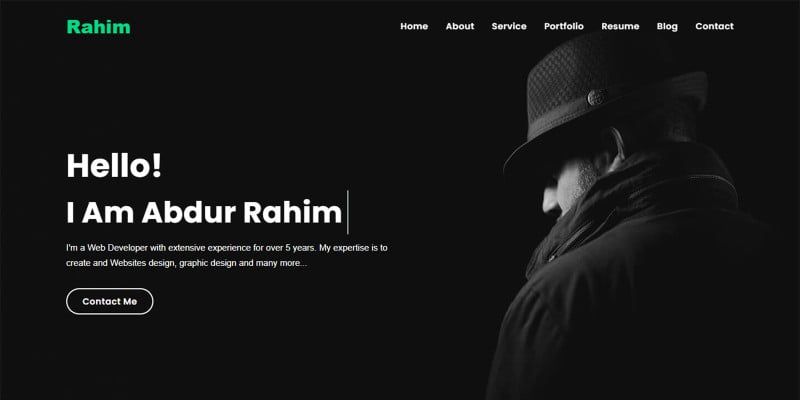 Rahim Personal Portfolio HTML5 Template by Themeplaza